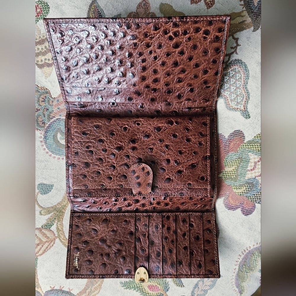 Trifold Ostrich Leather Wallet From "i santi", Italy. Unisex Wallet. - Picture 5 of 9
